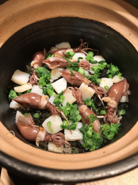 蛍烏賊と菜の花の釜炊き